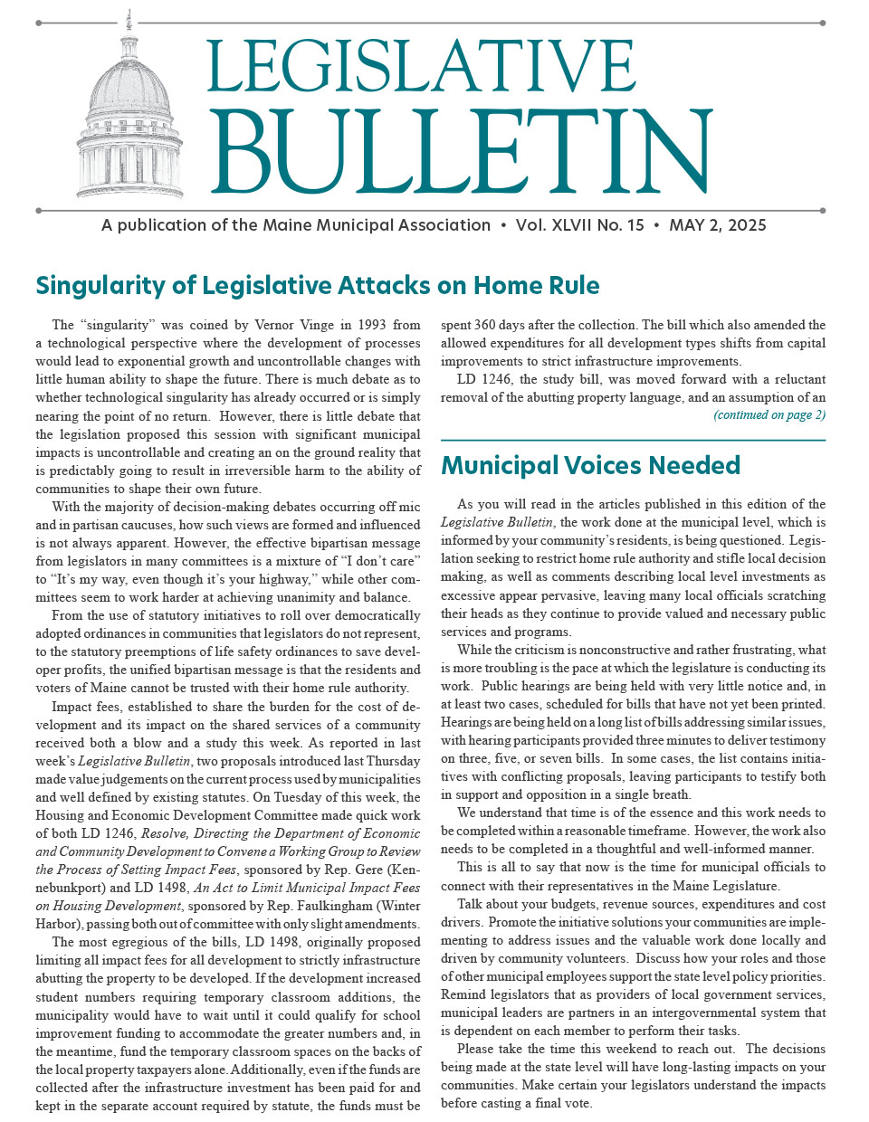 Legislative Bulletin - May 2, 2025