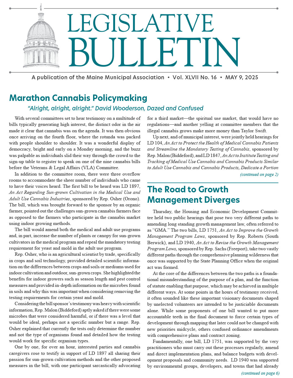 Legislative Bulletin - May 9, 2025